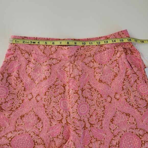 NWT Haute Hippie 100% Linen Wide Leg Pants Floral Boho Resort Pink Orange XL - Picture 5 of 7